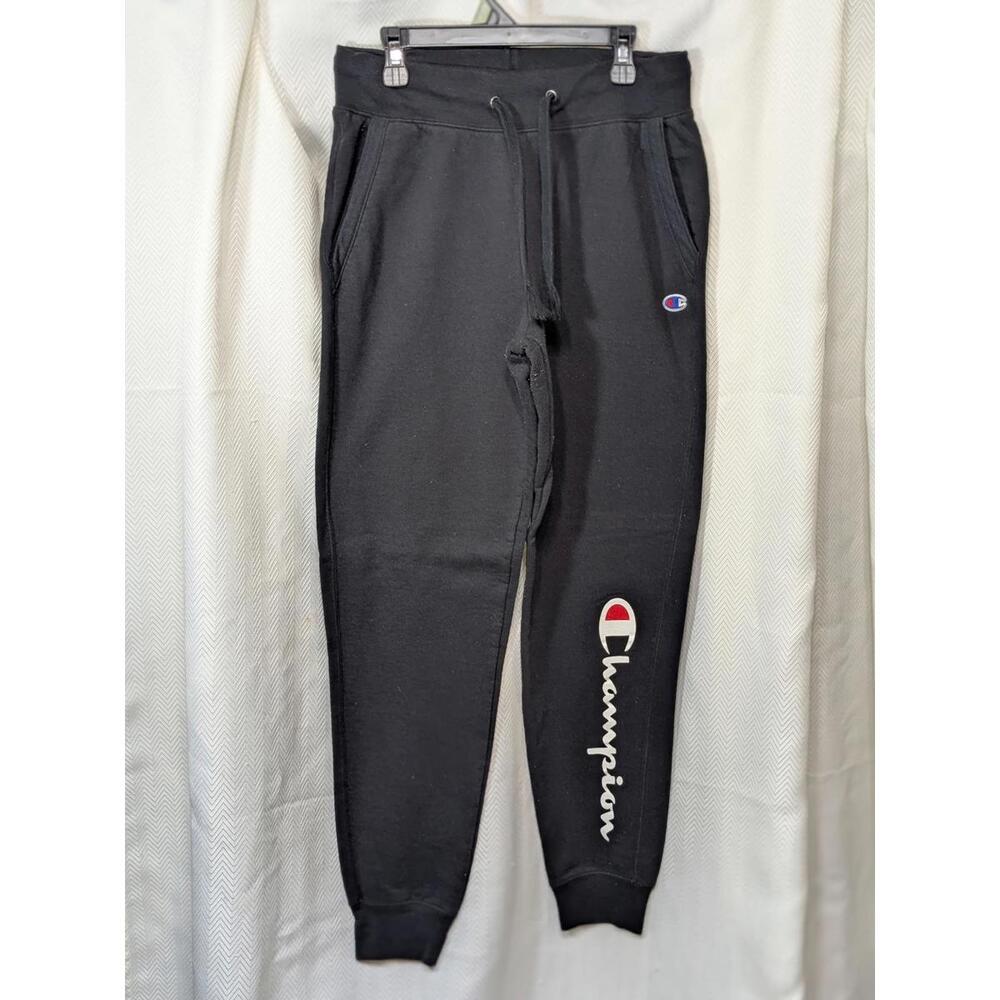 Champion Men's Black Sweatpants with Logo Print